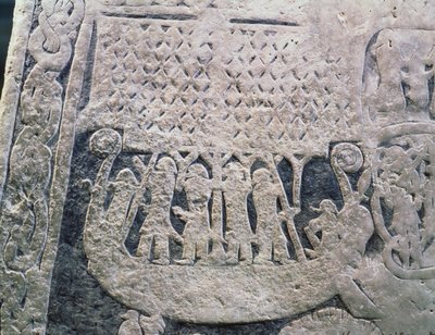 Detalle de una piedra pictórica que representa el último viaje del difunto, de la Isla de Gotland de Viking